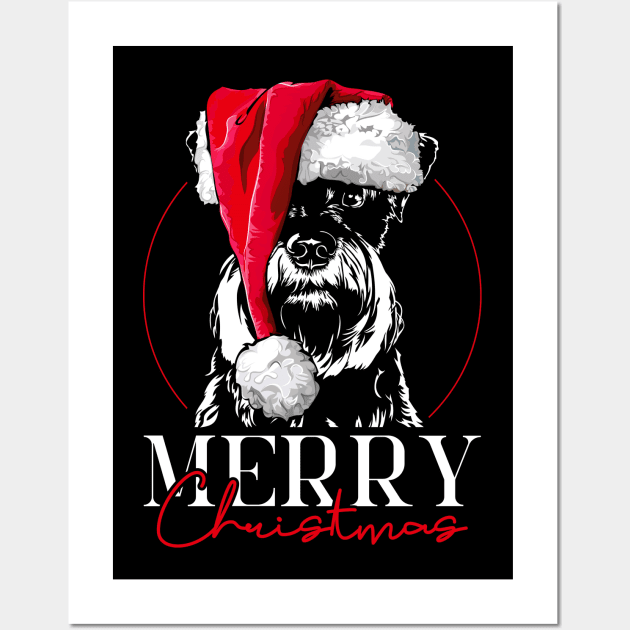 Miniature Schnauzer Santa Merry Christmas dog mom Wall Art by wilsigns